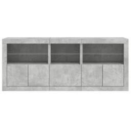 Berkfield Home Sideboard with LED Lights Concrete Grey 162x37x67 cm - Size: 162 x 37 x 67 cm - thumbnail 6