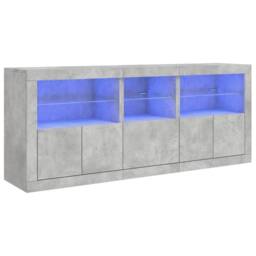 Berkfield Home Sideboard with LED Lights Concrete Grey 162x37x67 cm - Size: 162 x 37 x 67 cm - thumbnail 1