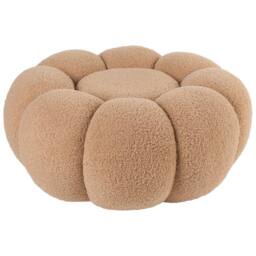 Wyld and Coco Bouclé Pouffe 60cm Light Brown - thumbnail 3