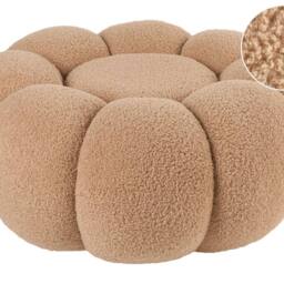 Wyld and Coco Bouclé Pouffe 60cm Light Brown - thumbnail 2