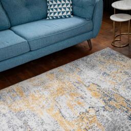 Loomed Yellow Ochre Bright Abstract Soft Living Room Bedroom Area Rug Runner - Size: 80 cm x 150 cm - thumbnail 3