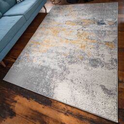 Loomed Yellow Ochre Bright Abstract Soft Living Room Bedroom Area Rug Runner - Size: 80 cm x 150 cm - thumbnail 6