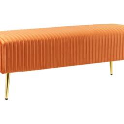 Wyld and Coco Orange Velvet Bench with Gold Metal Legs 118 x 40 cm - thumbnail 2
