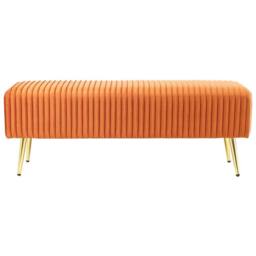 Wyld and Coco Orange Velvet Bench with Gold Metal Legs 118 x 40 cm - thumbnail 3