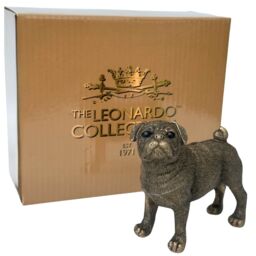 Animal Crackers Pug Dog Figurine, Leonardo Reflections Bronzed, Gift Boxed in Bronze