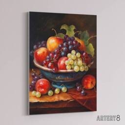 "Artery8 Classical Still Life Fruit Bowl Kitchen Decor Canvas Wall Art Print - Size: W24"" x H32""" - thumbnail 2