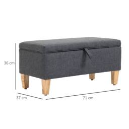 Kelvenix Linen Storage Ottoman Dark Grey - Size: 0.6m2 - thumbnail 2