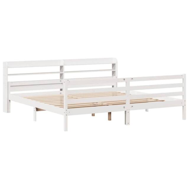 Berkfield Home Beautiful Bed Frame with Headboard without Mattress White 200x200 cm - image 1