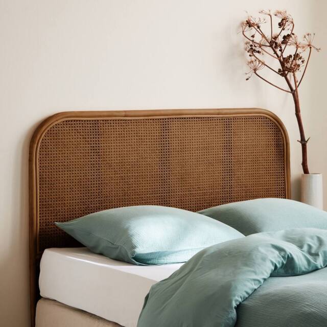 sweeek Dark rattan & cane headboard in Dark Brown - Size: Double - image 1