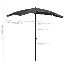 Berkfield Home Garden Parasol with Pole 200x130 cm Anthracite in Black - thumbnail 6