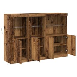 Berkfield Home Sideboard with LED Lights Old Wood 142.5x37x100 cm Engineered Wood in Brown - thumbnail 6