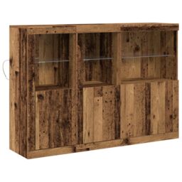 Berkfield Home Sideboard with LED Lights Old Wood 142.5x37x100 cm Engineered Wood in Brown - thumbnail 2