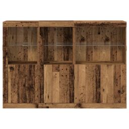 Berkfield Home Sideboard with LED Lights Old Wood 142.5x37x100 cm Engineered Wood in Brown - thumbnail 5