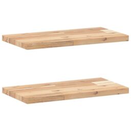 Berkfield Home Floating Shelves 2 pcs 60x20x2 cm Untreated Solid Wood Acacia in Brown - Size: 60 x 20 x 2 cm - thumbnail 2
