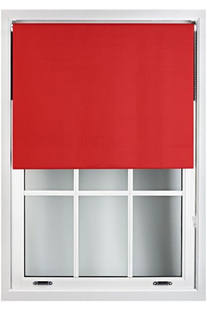 Furnished Red Blackout Roller Blinds - Trimmable Window Shade for Home & Office - Size: 240 cm width x 210 cm drop - image 1