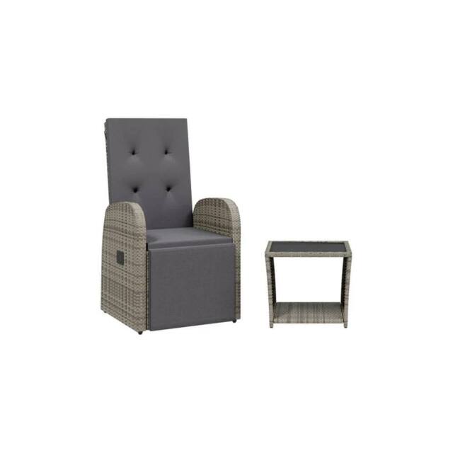 Berkfield Home 2 Piece Garden Dining Set with Cushions Grey Poly Rattan - image 1