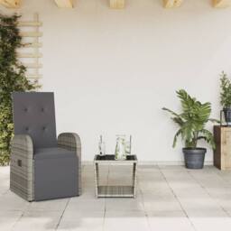 Berkfield Home 2 Piece Garden Dining Set with Cushions Grey Poly Rattan - thumbnail 2