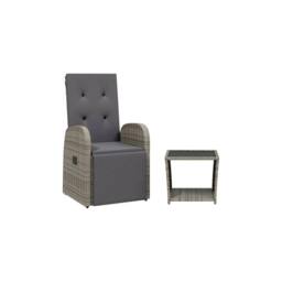 Berkfield Home 2 Piece Garden Dining Set with Cushions Grey Poly Rattan - thumbnail 1