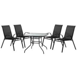Harbour Housewares 4 Person Garden Furniture Set 90 x 90cm Black - Size: 90 x 90 cm - thumbnail 1
