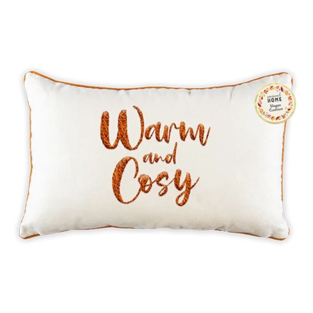 Garden Greatness Warm & Cosy Autumn Slogan Cushion 50x30cm in Brown - Size: 1 Pack