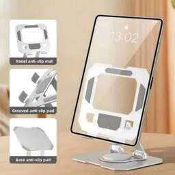 KORVIXA 360° Swivel Portable Metal iPad Tablet Desk Stand in Silver - Size: 100 cm x 15 cm - thumbnail 5