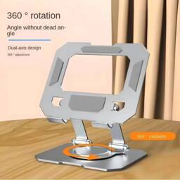 KORVIXA 360° Swivel Portable Metal iPad Tablet Desk Stand in Silver - Size: 100 cm x 15 cm - thumbnail 2