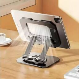 KORVIXA 360° Swivel Portable Metal iPad Tablet Desk Stand in Silver - Size: 100 cm x 15 cm - thumbnail 3