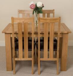 Thats Furniture Hampton 120-160cm Oak Extending Dining Table & 4 Princeton Chairs in Brown - thumbnail 2