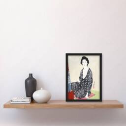 "Artery8 Woman In Summer Clothing Vintage Japan Framed Wall Art Print Hashiguchi - Size: W12"" x H16""" - thumbnail 4