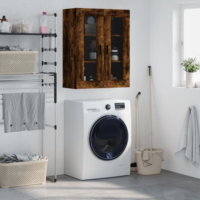 Berkfield Home Wall Mounted Cabinet Smoked Oak 69.5x34x90 cm in Brown