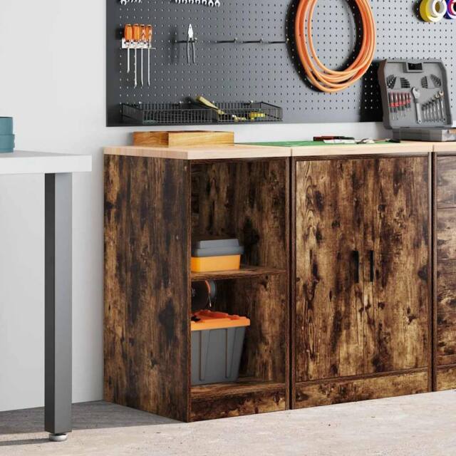 Berkfield Home Durable Garage Storage Cabinet Smoked Oak 40x51x85 cm Solid Wood Pine in Brown - Size: 40 x 51 x 85 cm - image 1