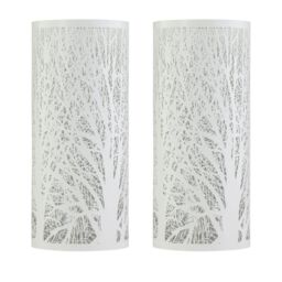 First Choice Lighting Set of 2 Forest - White 26cm Woodland Table Lamps - thumbnail 1