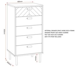 Seconique Leon 5 Drawer Narrow Chest in Natural - thumbnail 6