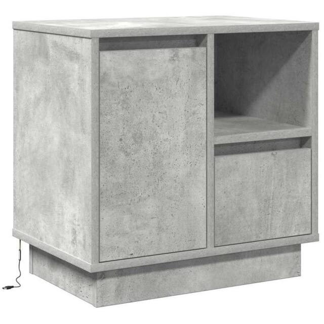 Berkfield Home Bedside Cabinet with LED Concrete Grey 50x34.5x50 cm - image 1