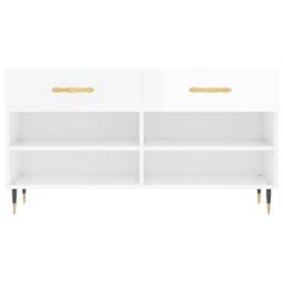 Berkfield Home Shoe Bench High Gloss White 102x35x55 cm Engineered Wood - Size: 102 x 35 x 55 cm - thumbnail 6