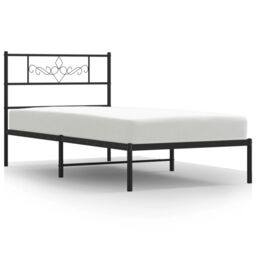 Berkfield Home Metal Bed Frame with Headboard Black 90x200 cm - thumbnail 2