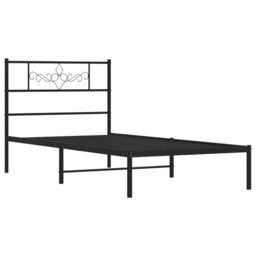 Berkfield Home Metal Bed Frame with Headboard Black 90x200 cm - thumbnail 4