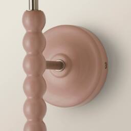 ValueLights Bobbins Pastel Bobble Wall Light & Natural Linen Lamp Shade & Bulb in Pale Pink - thumbnail 5