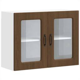 Berkfield Home Kitchen Wall Cabinet with Glass Door Kalmar Brown Oak Engineered Wood
