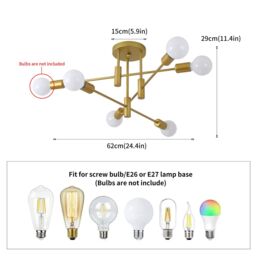 Garwarm 6 Lights Gold Modern Chandelier Metal Vintage Pendant Light - thumbnail 3