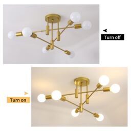 Garwarm 6 Lights Gold Modern Chandelier Metal Vintage Pendant Light - thumbnail 4