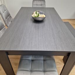 KOSY KOALA Modern Dark Grey Dining Table Set with 4 Grey Velvet Chairs & 1 Bench in Brown - thumbnail 9