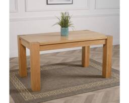 Thats Furniture Kuba 150 x 85 cm Chunky Medium Oak Dining Table & 6 Lola Leather Chairs in Red - thumbnail 4