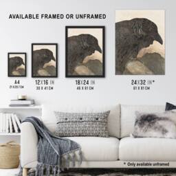 "Artery8 Old Crow Bird Painting Vintage Wall Art Print van Hoytema in Brown - Size: W18"" x H24""" - thumbnail 3