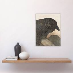"Artery8 Old Crow Bird Painting Vintage Wall Art Print van Hoytema in Brown - Size: W18"" x H24""" - thumbnail 4