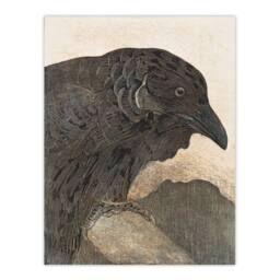 "Artery8 Old Crow Bird Painting Vintage Wall Art Print van Hoytema in Brown - Size: W18"" x H24""" - thumbnail 1