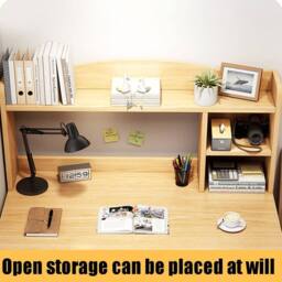 VOGREX Computer Desk with Shelves, Wooden Laptop Workstation in Natural - thumbnail 4