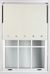 Furnished Blackout Fabric with Chrome Square Eyelets - Window Roller Blinds in Cream - Size: 60 cm width x 165 cm drop