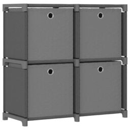 Berkfield Home 4-Cube Display Shelf with Boxes Grey 69x30x72.5 cm Fabric - thumbnail 1