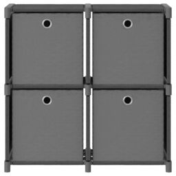 Berkfield Home 4-Cube Display Shelf with Boxes Grey 69x30x72.5 cm Fabric - thumbnail 2